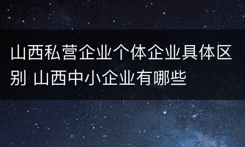 山西私营企业个体企业具体区别 山西中小企业有哪些