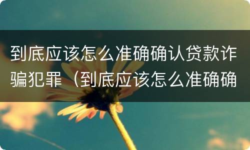 到底应该怎么准确确认贷款诈骗犯罪（到底应该怎么准确确认贷款诈骗犯罪案件）