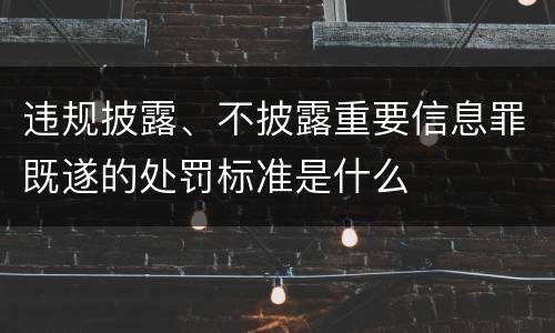 违规披露、不披露重要信息罪既遂的处罚标准是什么