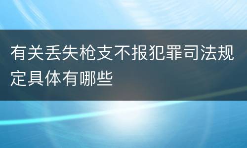 有关丢失枪支不报犯罪司法规定具体有哪些