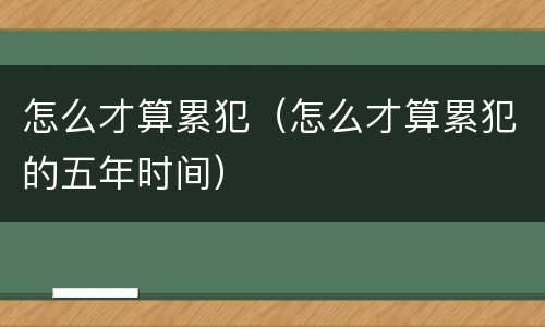 怎么才算累犯（怎么才算累犯的五年时间）