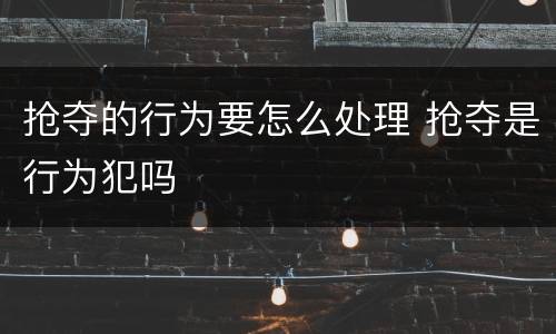 抢夺的行为要怎么处理 抢夺是行为犯吗