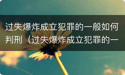 过失爆炸成立犯罪的一般如何判刑（过失爆炸成立犯罪的一般如何判刑案例）