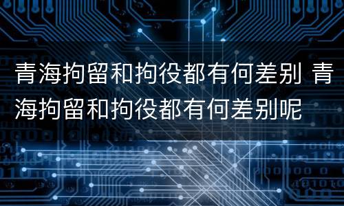 青海拘留和拘役都有何差别 青海拘留和拘役都有何差别呢