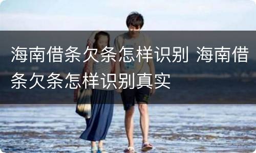 海南借条欠条怎样识别 海南借条欠条怎样识别真实