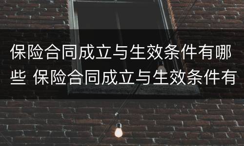 保险合同成立与生效条件有哪些 保险合同成立与生效条件有哪些关系