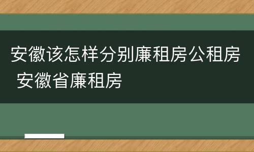 安徽该怎样分别廉租房公租房 安徽省廉租房