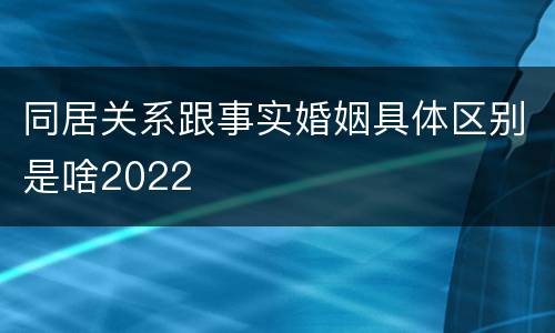 同居关系跟事实婚姻具体区别是啥2022