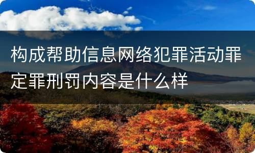 构成帮助信息网络犯罪活动罪定罪刑罚内容是什么样