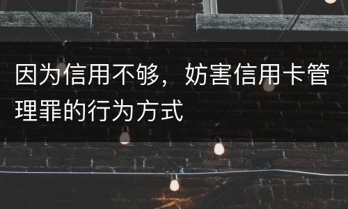 因为信用不够，妨害信用卡管理罪的行为方式