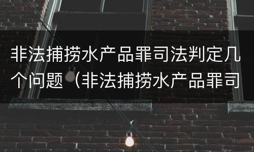非法捕捞水产品罪司法判定几个问题（非法捕捞水产品罪司法判定几个问题的标准）