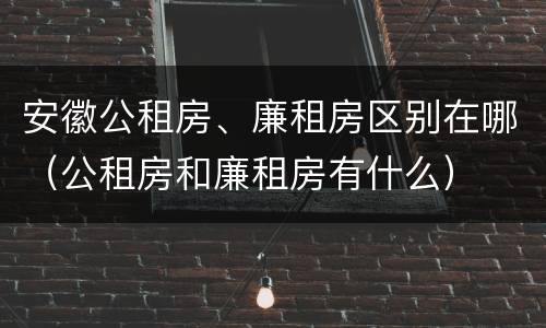 安徽公租房、廉租房区别在哪（公租房和廉租房有什么）