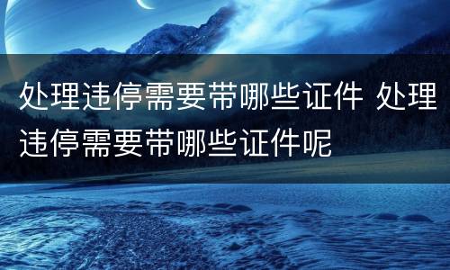 处理违停需要带哪些证件 处理违停需要带哪些证件呢