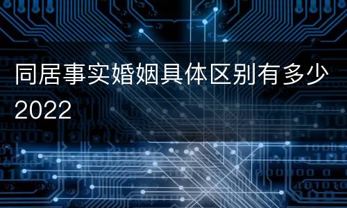 同居事实婚姻具体区别有多少2022