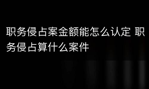 职务侵占案金额能怎么认定 职务侵占算什么案件