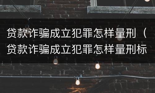 贷款诈骗成立犯罪怎样量刑（贷款诈骗成立犯罪怎样量刑标准）