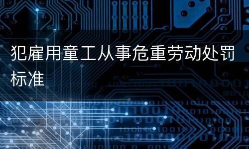 犯雇用童工从事危重劳动处罚标准