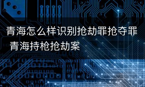 青海怎么样识别抢劫罪抢夺罪 青海持枪抢劫案