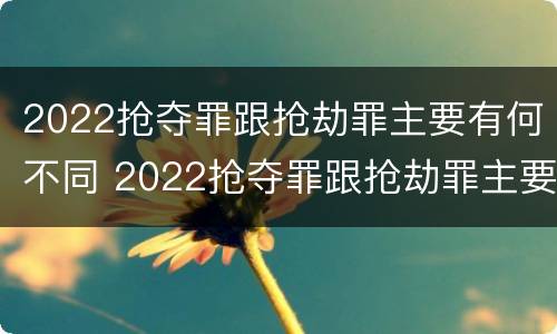 2022抢夺罪跟抢劫罪主要有何不同 2022抢夺罪跟抢劫罪主要有何不同呢