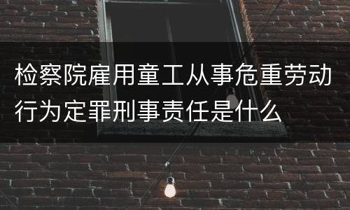 检察院雇用童工从事危重劳动行为定罪刑事责任是什么