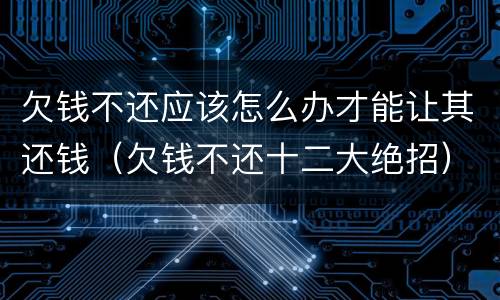 欠钱不还应该怎么办才能让其还钱（欠钱不还十二大绝招）