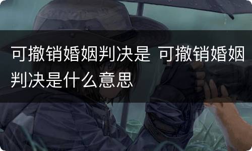 可撤销婚姻判决是 可撤销婚姻判决是什么意思