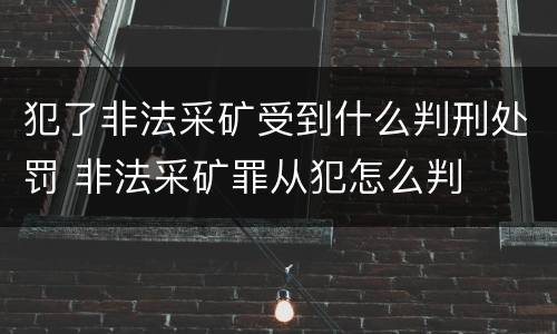 犯了非法采矿受到什么判刑处罚 非法采矿罪从犯怎么判