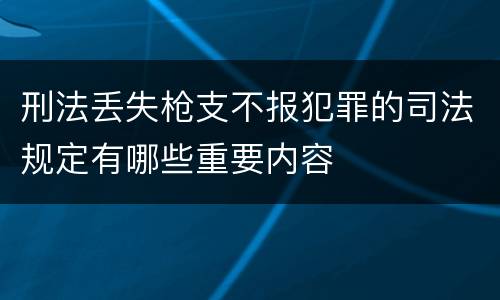 刑法丢失枪支不报犯罪的司法规定有哪些重要内容