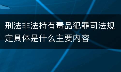 刑法非法持有毒品犯罪司法规定具体是什么主要内容