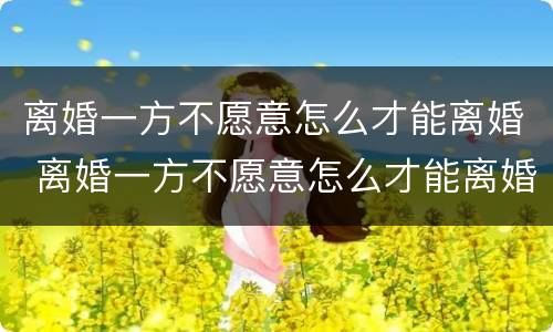 离婚一方不愿意怎么才能离婚 离婚一方不愿意怎么才能离婚合肥抚养费标准