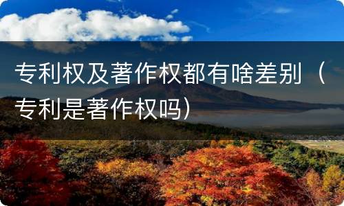 专利权及著作权都有啥差别（专利是著作权吗）