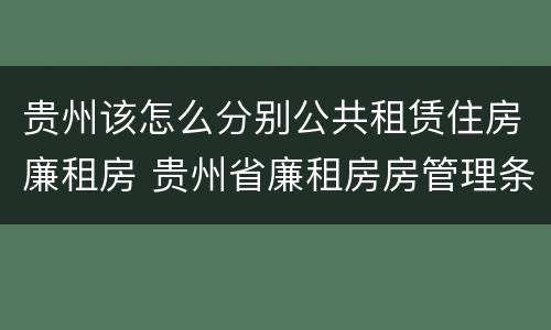 贵州该怎么分别公共租赁住房廉租房 贵州省廉租房房管理条例