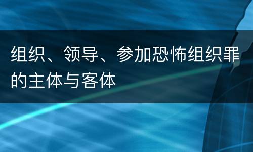 组织、领导、参加恐怖组织罪的主体与客体