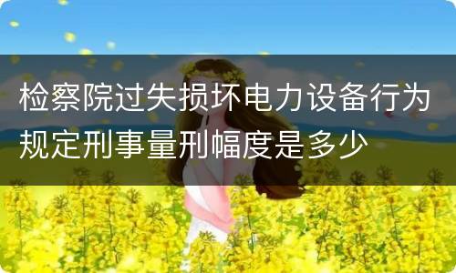 检察院过失损坏电力设备行为规定刑事量刑幅度是多少
