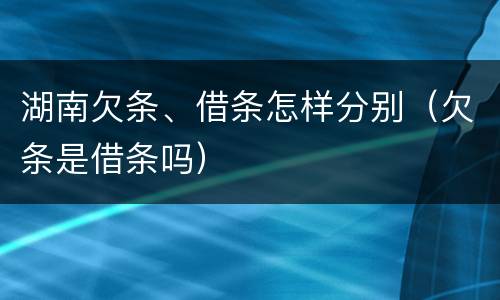 湖南欠条、借条怎样分别（欠条是借条吗）
