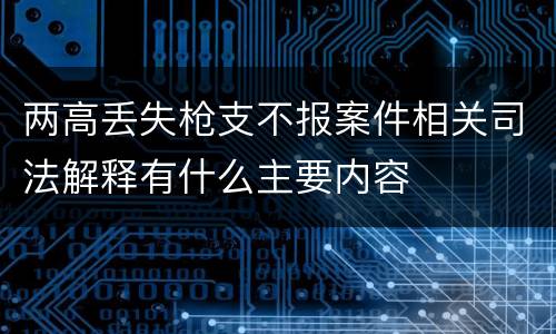 两高丢失枪支不报案件相关司法解释有什么主要内容
