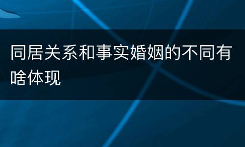 同居关系和事实婚姻的不同有啥体现