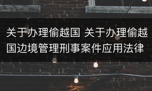 关于办理偷越国 关于办理偷越国边境管理刑事案件应用法律