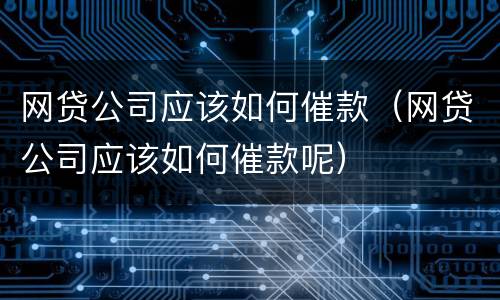 网贷公司应该如何催款（网贷公司应该如何催款呢）