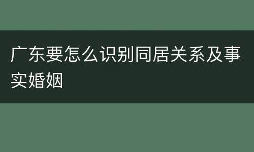 广东要怎么识别同居关系及事实婚姻