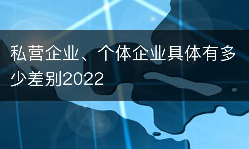 私营企业、个体企业具体有多少差别2022