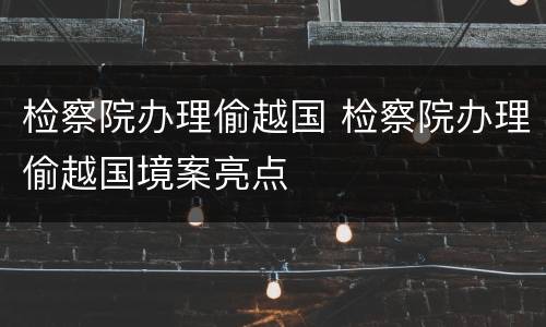 检察院办理偷越国 检察院办理偷越国境案亮点