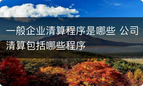 一般企业清算程序是哪些 公司清算包括哪些程序