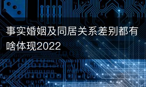 事实婚姻及同居关系差别都有啥体现2022