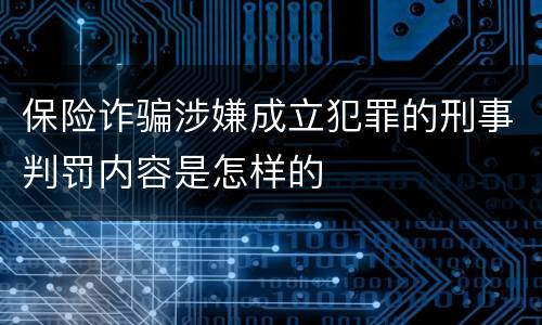 保险诈骗涉嫌成立犯罪的刑事判罚内容是怎样的