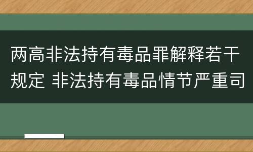 两高非法持有毒品罪解释若干规定 非法持有毒品情节严重司法解释