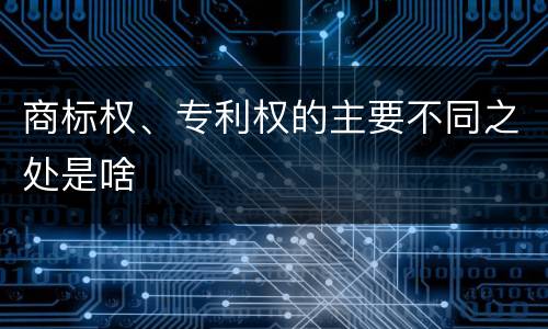 商标权、专利权的主要不同之处是啥