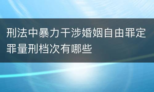 刑法中暴力干涉婚姻自由罪定罪量刑档次有哪些