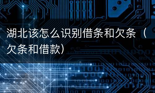 湖北该怎么识别借条和欠条（欠条和借款）