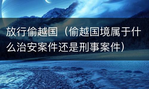 放行偷越国（偷越国境属于什么治安案件还是刑事案件）